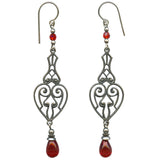 Red Antique Czech Glass Drop Earrings "Opera 1"