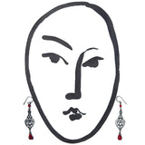 Red Antique Czech Glass Drop Earrings "Opera 1"