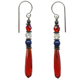 Antique Red Czech Glass Prism Earrings "Petites 7"