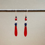 Antique Red Czech Glass Prism Earrings "Petites 7"