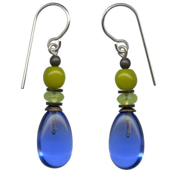 Sapphire blue glass earrings.