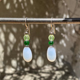 Frosted white glass earrings. Handmade in the USA using German and Czech glass.