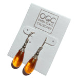 Bright topaz glass earrings, handmade in the USA.