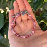 Pink beaded bracelet. Czech glass, Austrian crystal and antique Japanese glass. Handmade in the USA.