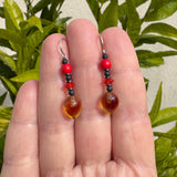 Bright orange and topaz glass and crystal handmade earrings.