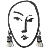 Black and white earrings, Deco Era glass. 