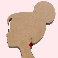 Red earrings. German glass and Austrian crystal with bronze accents. Sterling silver ear wires. 
