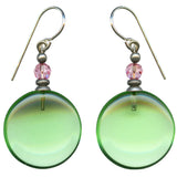 Peridot and pink glass earrings.