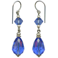 Austrian crystal sapphire earrings with light blue Czech glass accents