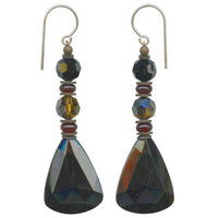 Jet black glass drop earrings with Austrian crystal and Czech glass