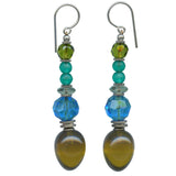 Olive green glass earrings with Czech glass accents. 