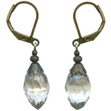 Antique clear crystal earrings with antiqued brass lever backs. Bronze accents.