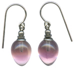Two tone pink and light rose glass drop earrings.