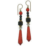 Antique Czech glass red prisms, with Austrian crystal and Czech glass accents. Trim is gold filled. Handmade in the USA. 