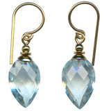 Light aquamarine faceted glass earrings with gold filled accents