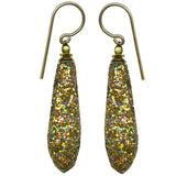 German glass glitter on antique Czech glass prisms. Gold accents. Handmade in the USA