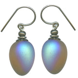 Frosted taupe earrings with iridescent sheen.