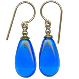 "Brights 26" Blue German Glass Drop Earrings with 14K Gold-Filled Trim