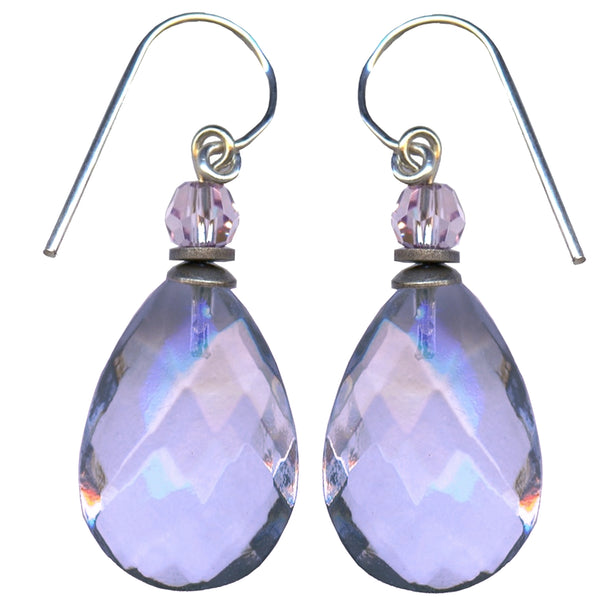 Light amethyst glass earrings.