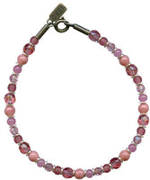 Pink glass and crystal bracelet. Handmade in the USA using European glass.