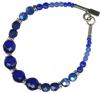 Cobalt beaded bracelet. Czech glass, Austrian crystal and antiqued silver plate trim. Handmade in the USA.