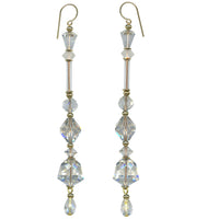 clear crystal shoulder duster earrings, Austrian crystal and antique Czech glass chandelier earrings